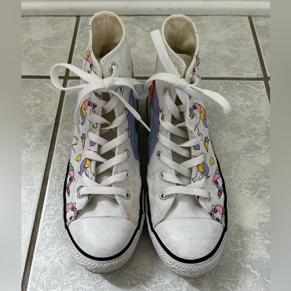 Converse Unicorn and Rainbow High Top Sneakers - Picture 1 of 7